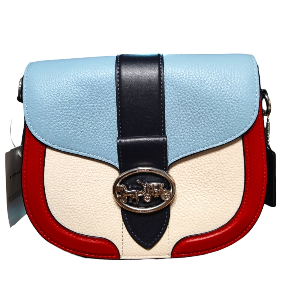 Coach Crossbody Saddle Bag in Blue, Red, and Cream